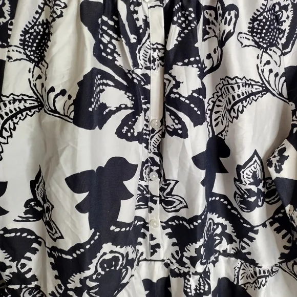 CHICO’S Puff Sleeve Tiered Maxi Dress Pockets Poplin Floral Boho Sz 14 - Picture 3 of 10